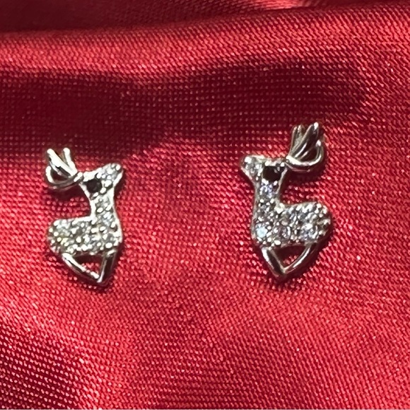 Sterling Silver Crystal Reindeer Stud Earrings – Holiday Christmas Jewelry NWOT - Picture 4 of 7